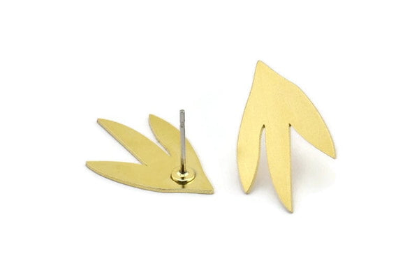 Earring Studs, 8 Raw Brass - Irregular Shaped Stud Earrings - Brass Earrings - Earrings (22x14x0.60mm) A2990