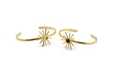 Brass Sun Cuff,  Raw Brass Sunshine Cuff Stone Setting With 1 Pad -  Pad Size 6mm N0986