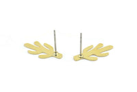 Earring Studs, 12 Raw Brass - Cactus Shaped Stud Earrings - Brass Earrings - Earrings (18x9x0.60mm) A2987