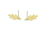 Earring Studs, 12 Raw Brass - Cactus Shaped Stud Earrings - Brass Earrings - Earrings (18x9x0.60mm) A2987