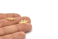 Earring Studs, 12 Raw Brass - Cactus Shaped Stud Earrings - Brass Earrings - Earrings (18x9x0.60mm) A2987
