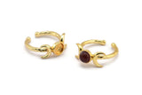 Gold Ring Settings, 2 Gold Plated Brass Moon And Planet Ring With 1 Stone Setting - Pad Size 6mm N1160