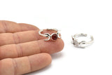 Silver Ring Settings,  925 Silver Moon And Planet Ring With 1 Stone Setting - Pad Size 6mm N1160
