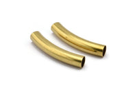 Brass Noodle Tubes, 12 Raw Brass Curved Tube Findings (7x40 Mm) Bt001 Brc254
