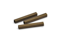 Geometric Brass Tube Bead, 24 Square Antique Brass Tubes, Spacer Beads, Bracelet Tubes (25x3x3mm) Sq03 Brc303