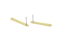 Pirinç Dikdörtgen Küpe, 1 Delikli 10 Ham Pirinç Küpe (25x2,5x0,80 mm) M03351 A2866