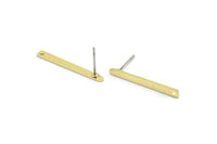 Pirinç Dikdörtgen Küpe, 1 Delikli 10 Ham Pirinç Küpe (25x2,5x0,80 mm) M03351 A2866