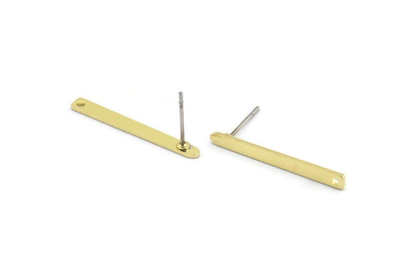 Pirinç Dikdörtgen Küpe, 1 Delikli 10 Ham Pirinç Küpe (25x2,5x0,80 mm) M03351 A2866