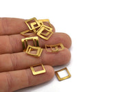Brass Square Charm, 25 Raw Brass Square Connectors (12mm) Bs 1317