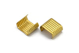 14mm Leather Crimp, 25 Raw Brass Wide Leather Crimp Ends (14x7mm) D0401