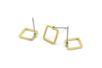 Brass Square Earring, 10 Raw Brass Square Stud Earrings (8x1mm) Bs-115 A1764