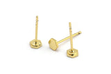 Gold Hexagon Earring, 12 Gold Plated Brass Hexagon Stud Earrings (4x0.80mm) D1212 A1237