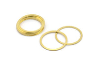 32mm Circle Connector, 12 Raw Brass Circle Connectors (32x2x1mm) A2889