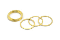 32mm Circle Connector, 12 Raw Brass Circle Connectors (32x2x1mm) A2889