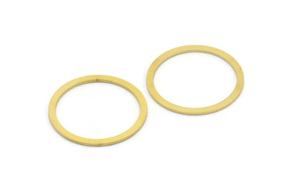28mm Circle Connector, 12 Raw Brass Circle Connectors (28x2x1mm) A2887