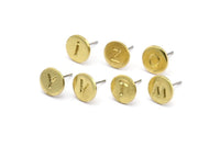 Brass Letter Earring, 2 Raw Brass Alphabets, Letter Earrings, Stud Earrings, Alphabet Stud, Initial Earrings, Personalized Ear Stud ( 9mm )
