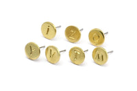 Brass Letter Earring, 4 Raw Brass Alphabets, Stud Earrings, Alphabet Stud, Initial Earrings, Personalized Ear Stud ( 9mm ) F006