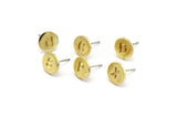 Brass Letter Earring, 4 Raw Brass Alphabets, Stud Earrings, Alphabet Stud, Initial Earrings, Personalized Ear Stud ( 9mm ) F006