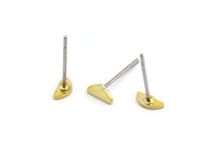 Yarım Daire Küpe, 12 Dokulu Ham Pirinç Küçük Yarım Ay Boşluğu (6x2,5x0,70 mm) M01415 A2417