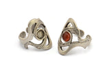 Gümüş Boho Yüzük, Antik Gümüş Kaplama Pirinç Boho Yüzük, 1 Taş Ayarlı - Ped Boyutu 6 mm N1787 H1519