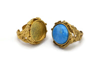 Lady Ring Settings - 1 Raw Brass Lady Ring Setting with Pad Size 18mm U050