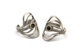 Silver Royal Ring, Antique Silver Plated Brass Royal Rings With 1 Stone Settings - Pad Size 4mm N1842 H1539