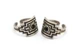 Silver Royal Ring, Antique Silver Plated Brass Royal Ring With 1 Stone Settings - Pad Size 4mm N1994 H1462