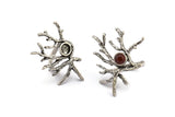 Silver Branch Ring, Antique Silver Plated Brass Branch Ring With 1 Stone Settings - Pad Size 6mm N2012 H1459