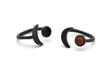 Black Ring Settings, 3 Oxidized Brass Black Moon And Planet Ring With 1 Stone Setting - Pad Size (6.2mm) BS 1964 S903