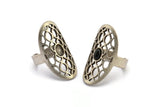 Gümüş Boho Yüzük, Antik Gümüş Kaplama Pirinç Boho Yüzük, 1 Taş Ayarlı - Ped Boyutu 6x4mm N1795 H1518