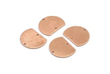 Semi Circle Charm, 4 Rose Gold Plated Brass Textured Half Moon Blanks With 2 Holes, Earrings, Pendants (19x15x0.80mm) D0771