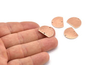 Semi Circle Charm, 4 Rose Gold Plated Brass Textured Half Moon Blanks With 2 Holes, Earrings, Pendants (19x15x0.80mm) D0771