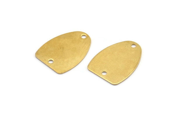 Brass Oval Charm, 25 Raw Brass Oval Connectos With 2 Holes, Earrings, Findings (17x13x0.50mm) D1048