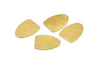 Brass Oval Charm, 25 Raw Brass Oval Connectos With 2 Holes, Earrings, Findings (17x13x0.50mm) D1048