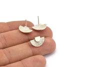 Silver Earring Posts, 2 925 Silver Semi Circle Stud Earrings (16x10mm) N0797