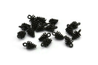 Pine Cone Charm, 6 Oxidized Black Brass Pine Cone Charms With 1 Loop (7x12mm) BS 1804 H1318