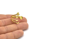 Brass Ring Settings, 2 Raw Brass Moon Phases And Planet Ring With 1 Stone Setting - Pad Size 6mm V137