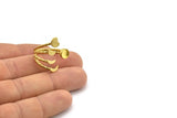 Brass Ring Settings, 2 Raw Brass Moon Phases And Planet Ring With 1 Stone Setting - Pad Size 6mm V137