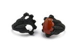 Heir Ring Settings, 1 Oxidized Brass Black Adjustable Heir to the Throne Rings with 1 Stone Settings - Pad Size 13x19mm N0166 S1166