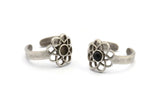 Silver Royal Ring, 2 Antique Silver Plated Brass Royal Rings With 1 Stone Settings - Pad Size 4mm N1947 H1487