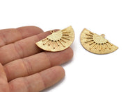 Gold Sun Pendant, Gold Plated Brass Textured Sunny Pendants With 1 Loop, Charms, Earrings, Findings (38x22mm) N1012 Q0958
