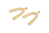Gold U Charm, 2 Gold Plated Brass U Shaped Charms With 1 Loop, Pendants, Earrings, Findings (34x22x1mm) D1182 Q0856