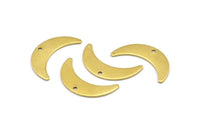 Brass Moon Charm, 12 Raw Brass Crescent Moon Charms With 1 Hole, Findings (25x13x1mm) A2133