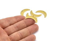 Brass Moon Charm, 12 Raw Brass Crescent Moon Charms With 1 Hole, Findings (25x13x1mm) A2133