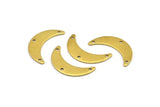 Brass Moon Charm, 12 Raw Brass Crescent Moon Charms With 3 Holes, Findings (25x13x1mm) A2134
