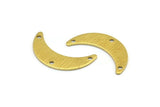 Brass Moon Charm, 12 Textured Raw Brass Crescent Moon Charms With 3 Holes, Findings, Connectors (25x13x1mm) A2131