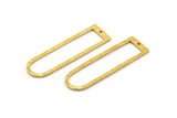 D Shape Charms, 4 Raw Brass Hammered Long D Shape Connectors With 1 Hole, Rings  (46x13x1.3mm) BS 1877