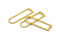 D Shape Charms, 4 Raw Brass Hammered Long D Shape Connectors With 1 Hole, Rings  (46x13x1.3mm) BS 1877
