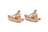 Rose Gold Ship Pendant, 1 Rose Gold Plated Brass Viking Ship Necklace Pendants With 1 Loop, Earrings, Findings (31x27x3mm) BS 1912 Q0419