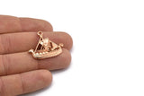 Rose Gold Ship Pendant, 1 Rose Gold Plated Brass Viking Ship Necklace Pendants With 1 Loop, Earrings, Findings (31x27x3mm) BS 1912 Q0419